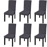 vidaXL Huse de scaun elastice drepte, 6 buc., antracit vidaXL Huse de scaun elastice drepte, 6 buc., antracit