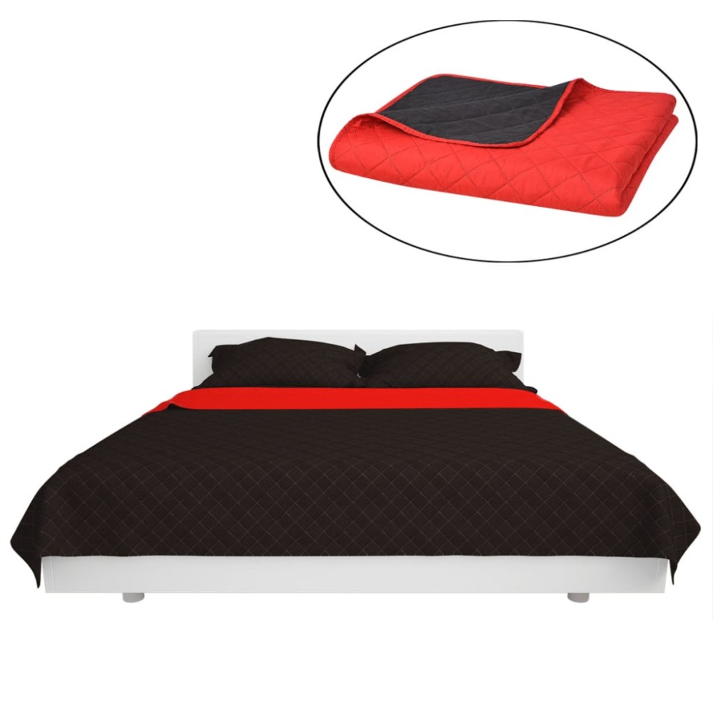 vidaXL Cuvertură matlasată cu două fețe, 230 x 260 cm, roșu și negru