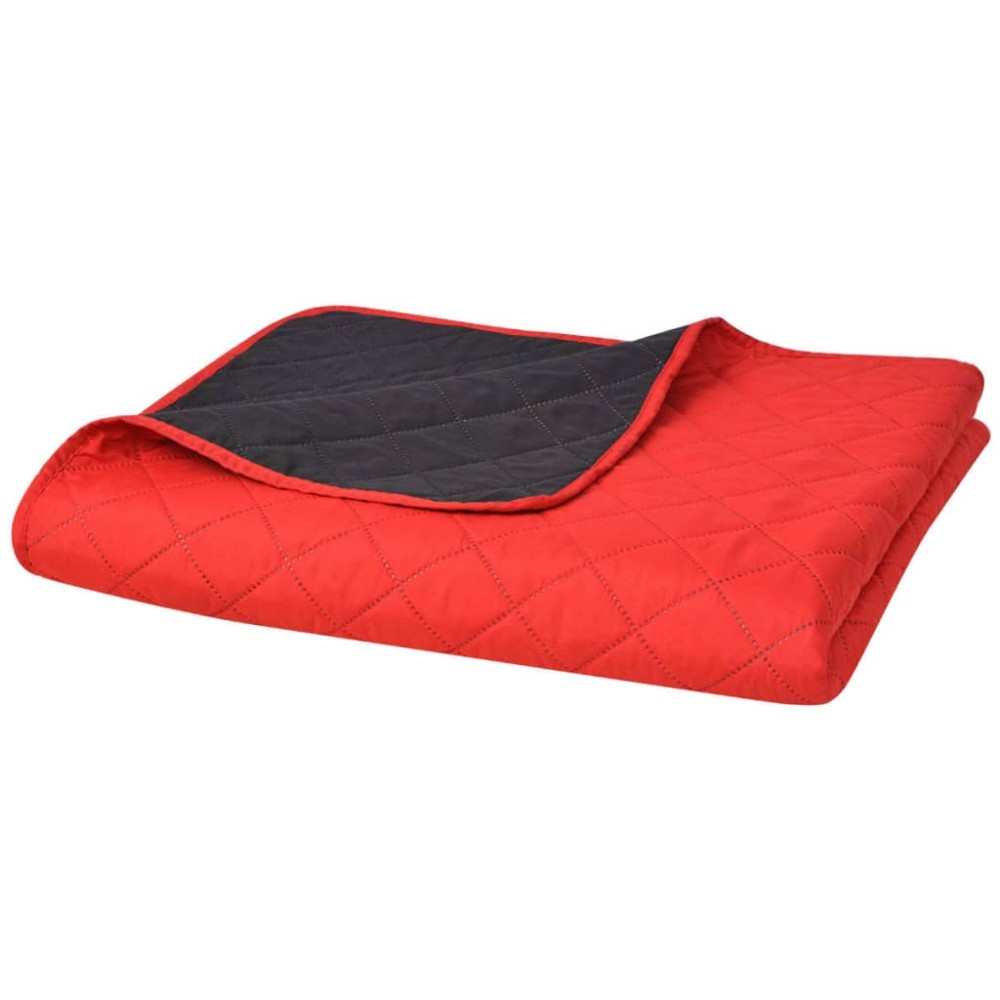 vidaXL Cuvertură matlasată cu două fețe, 230 x 260 cm, roșu și negru