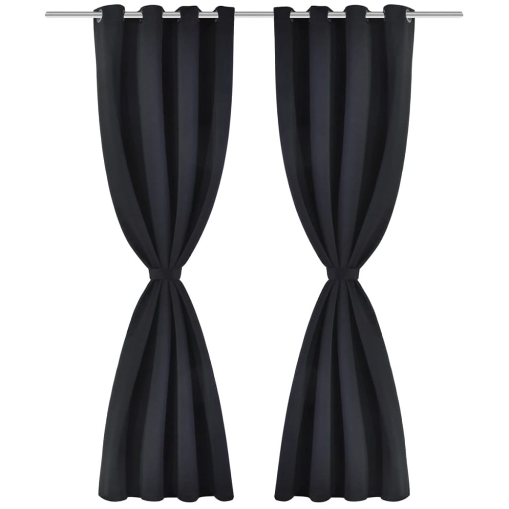 vidaXL Draperii opace cu ocheți metalici, 2 buc, 135 x 175 cm, negru