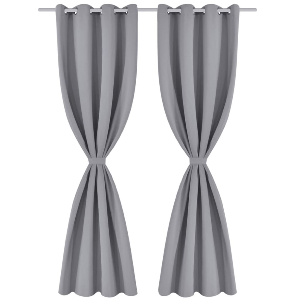vidaXL Draperii opace cu ocheți metalici, 2 buc, 135 x 175 cm, gri