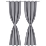 vidaXL Draperii opace cu ocheți metalici, 2 buc, 135 x 175 cm, gri vidaXL Draperii opace cu ocheți metalici, 2 buc, 135 x 175 cm, gri