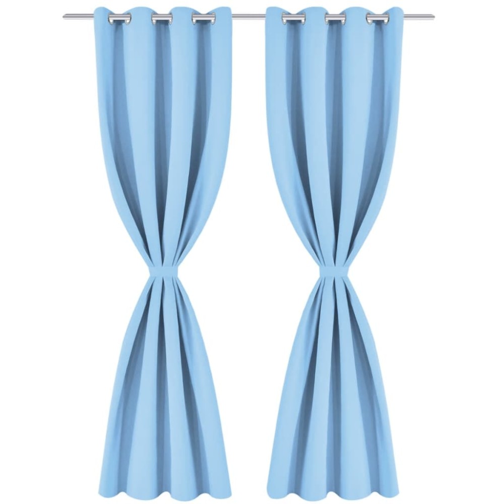 vidaXL Draperii opace cu ocheți metalici, 2 buc, 135 x 175 cm, turcoaz
