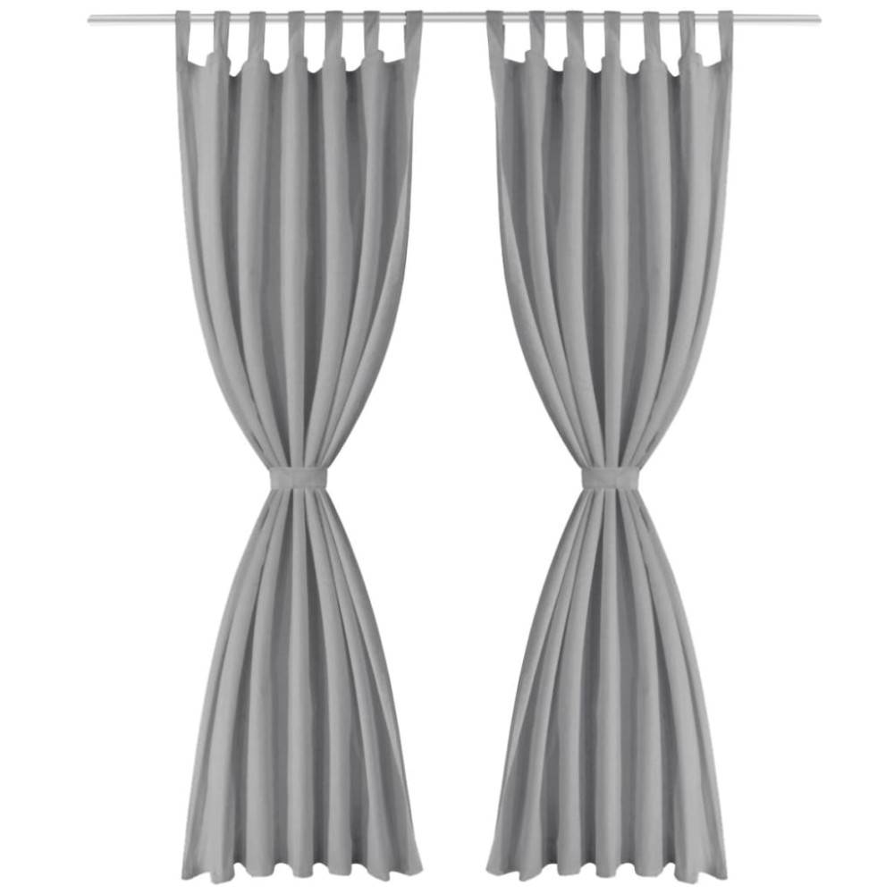 vidaXL Draperii micro-satin cu bride, 2 buc, 140 x 225 cm, gri