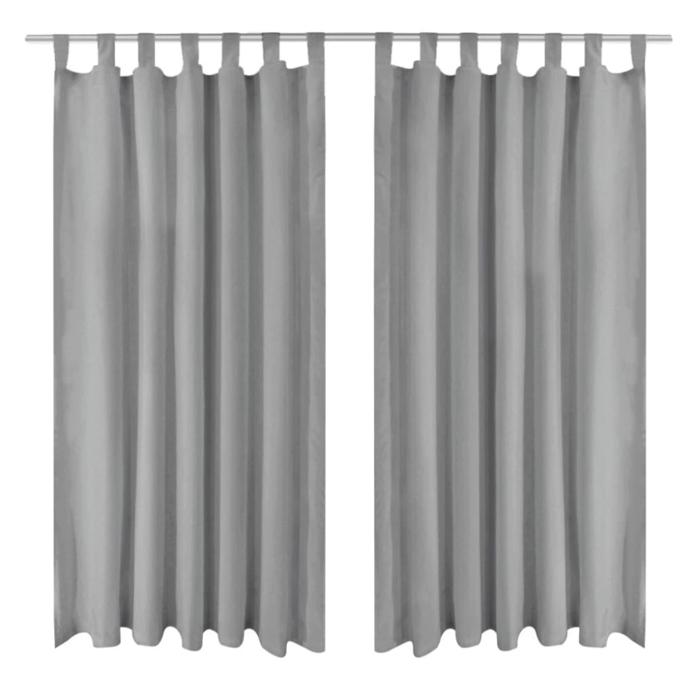 vidaXL Draperii micro-satin cu bride, 2 buc, 140 x 225 cm, gri