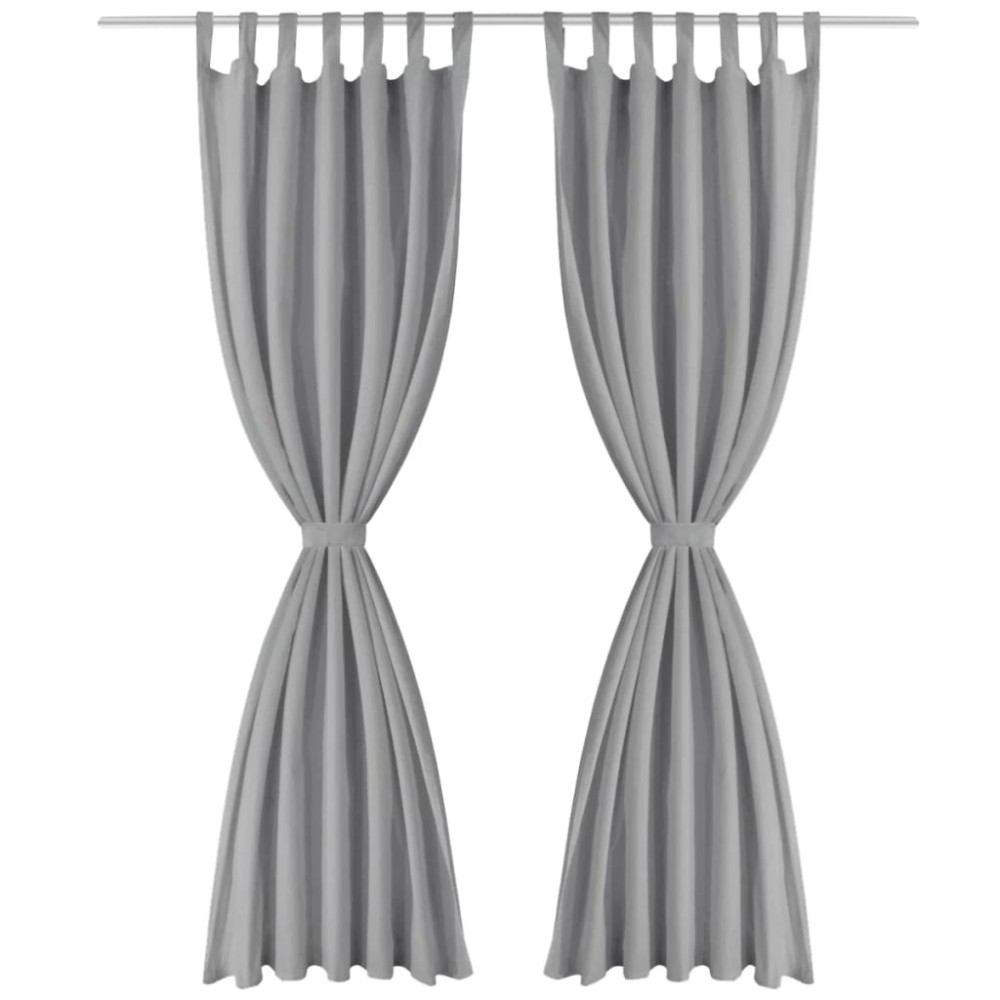 vidaXL Draperii micro-satin cu bride 2 buc, 140 x 245 cm, gri