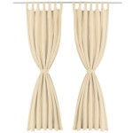 vidaXL Draperii micro-satin cu bride, 2 buc, 140 x 175 cm, bej vidaXL Draperii micro-satin cu bride, 2 buc, 140 x 175 cm, bej