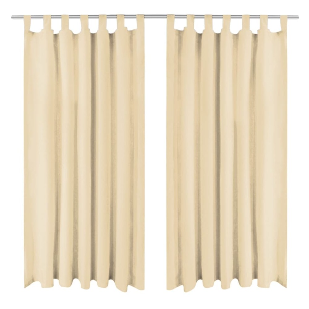 vidaXL Draperii micro-satin cu bride, 2 buc, 140 x 225 cm, bej