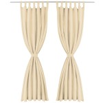 vidaXL Draperii micro-satin cu bride, 2 buc, 140 x 245 cm, bej vidaXL Draperii micro-satin cu bride, 2 buc, 140 x 245 cm, bej