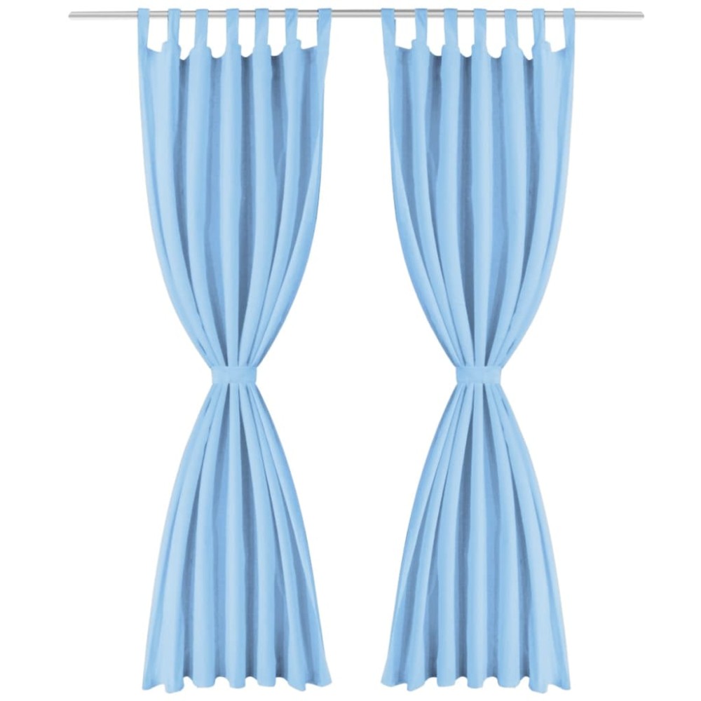 vidaXL Draperii micro-satin cu bride, 2 buc, 140 x 175 cm, turcoaz