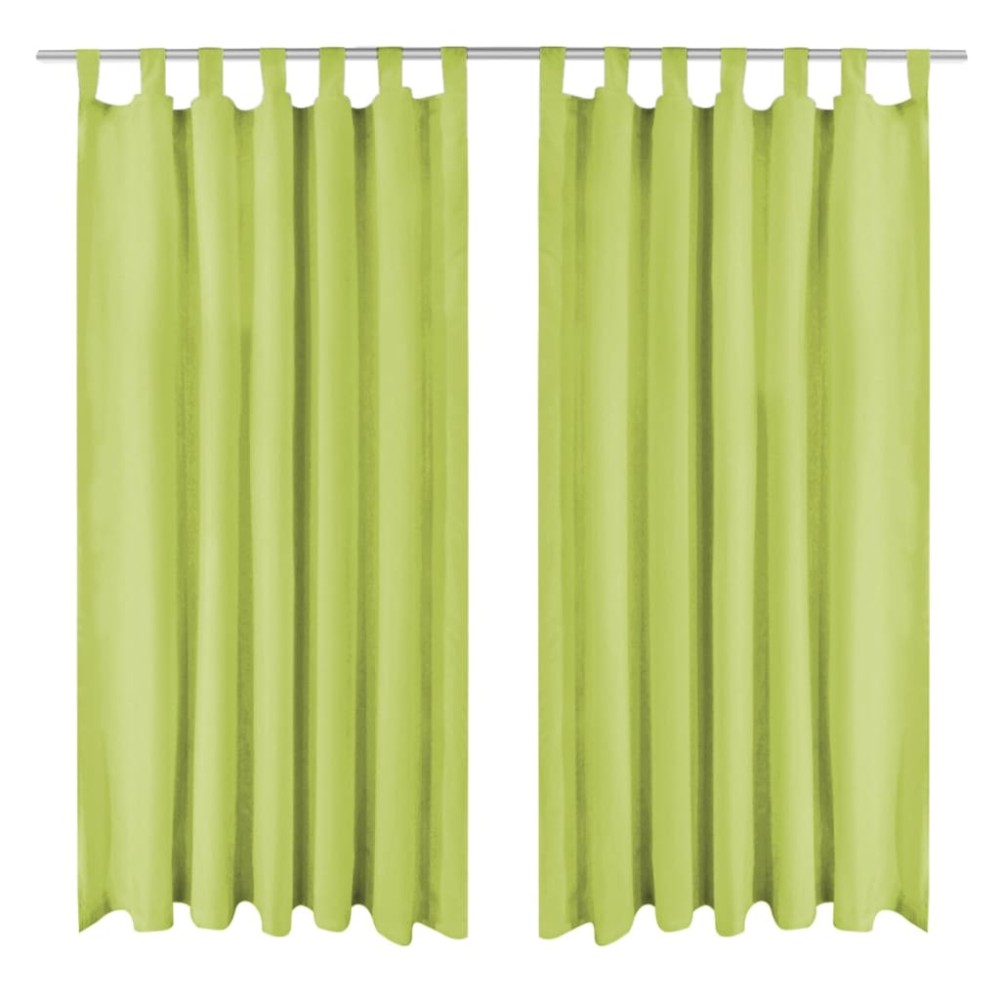 vidaXL Draperii micro-satin cu bride, 2 buc, 140 x 225 cm, verde