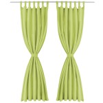 vidaXL Draperii micro-satin cu bride, 2 buc, 140 x 245 cm, verde vidaXL Draperii micro-satin cu bride, 2 buc, 140 x 245 cm, verde