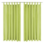 vidaXL Draperii micro-satin cu bride, 2 buc, 140 x 245 cm, verde vidaXL Draperii micro-satin cu bride, 2 buc, 140 x 245 cm, verde