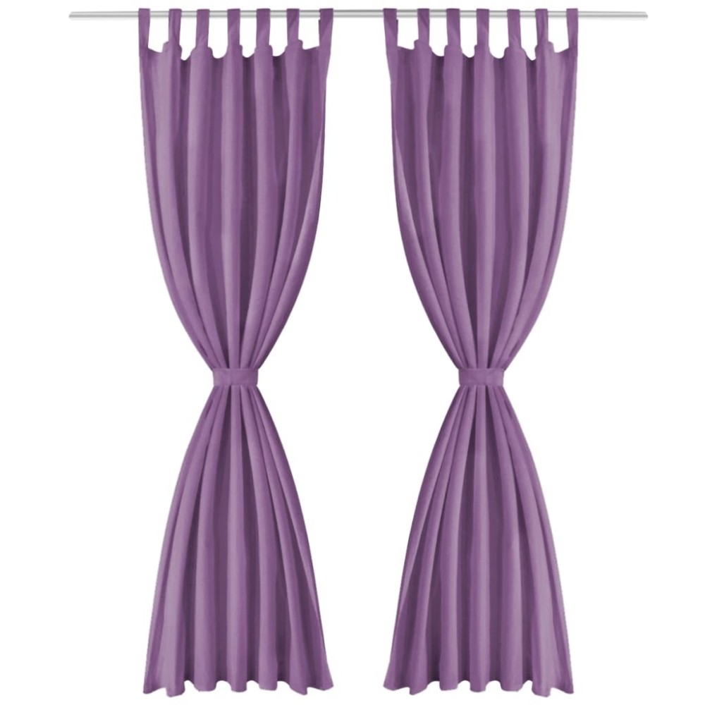 vidaXL Draperii micro-satin cu bride, 2 buc, 140 x 175 cm, violet