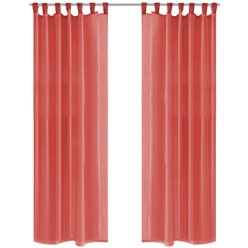 vidaXL Draperii din voal 2 buc., 140 x 225 cm, roșu