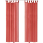 vidaXL Draperii din voal 2 buc., 140 x 225 cm, roșu vidaXL Draperii din voal 2 buc., 140 x 225 cm, roșu