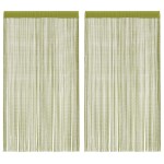 vidaXL Draperii cu franjuri, 2 buc., 140 x 250 cm, verde