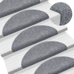 vidaXL Covorașe pentru scări autoadezive, 15 buc., 56x17x3 cm, gri deschis, semirotunde