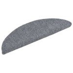 vidaXL Covorașe pentru scări autoadezive, 15 buc., 56x17x3 cm, gri deschis, semirotunde