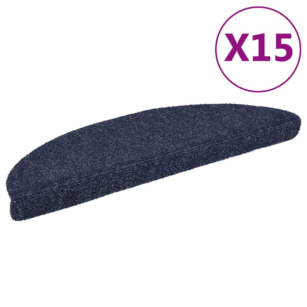 vidaXL Covorașe autoadezive pentru scări, 15 buc., 56x17x3 cm, semirotunde, albastre