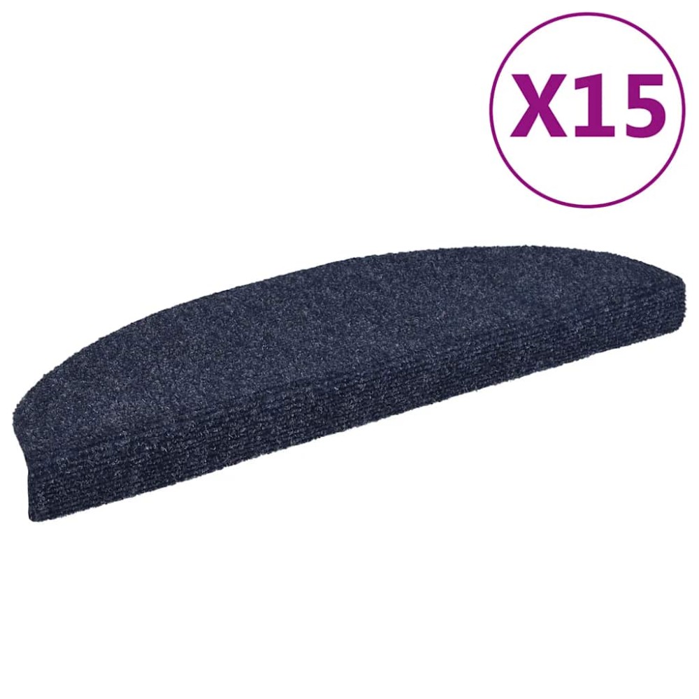 vidaXL Covorașe autoadezive pentru scări, 15 buc., 65x21x4 cm, albastru, semirotunde, mari