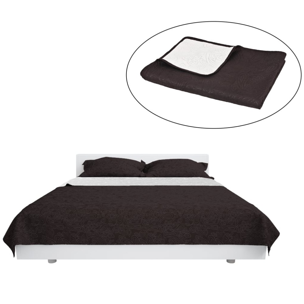 vidaXL Cuvertură matlasată cu două fețe, 230x260 cm, crem și maro