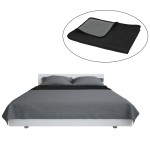 vidaXL Cuvertură matlasată cu două fețe, 170x210 cm, gri și negru vidaXL Cuvertură matlasată cu două fețe, 170x210 cm, gri și negru