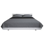 vidaXL Cuvertură matlasată cu două fețe, 230x260 cm, gri și negru