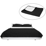 vidaXL Cuvertură matlasată cu două fețe, 220x240 cm, negru și alb vidaXL Cuvertură matlasată cu două fețe, 220x240 cm, negru și alb