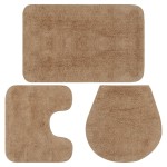 vidaXL Set covorașe baie, 3 piese, bej, textil vidaXL Set covorașe baie, 3 piese, bej, textil