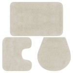vidaXL Set covorașe baie, 3 piese, alb, textil vidaXL Set covorașe baie, 3 piese, alb, textil