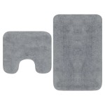 vidaXL Set covorașe baie, 2 buc., gri, textil vidaXL Set covorașe baie, 2 buc., gri, textil