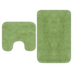 vidaXL Set covorașe baie, 2 buc., verde, material textil vidaXL Set covorașe baie, 2 buc., verde, material textil