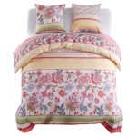 vidaXL Set husă pilotă model floral/dungi roz 200x220/80x80 cm vidaXL Set husă pilotă model floral/dungi roz 200x220/80x80 cm