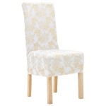 vidaXL Huse de scaun elastice drepte, 6 buc., alb cu imprimeu auriu vidaXL Huse de scaun elastice drepte, 6 buc., alb cu imprimeu auriu