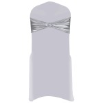 vidaXL Fundă de scaun elastică, 25 buc, cataramă cu diamante, argintiu vidaXL Fundă de scaun elastică, 25 buc, cataramă cu diamante, argintiu
