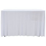 vidaXL Huse elastice de masă lungi, 2 buc., alb, 120 x 60,5 x 74 cm vidaXL Huse elastice de masă lungi, 2 buc., alb, 120 x 60,5 x 74 cm