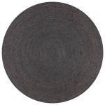 vidaXL Covor manual, gri închis, 90 cm, iută, rotund