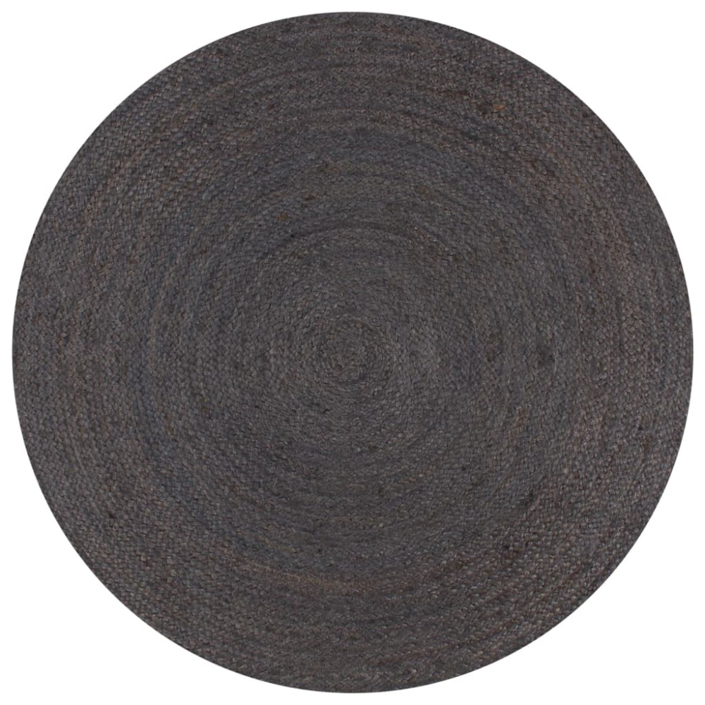 vidaXL Covor manual, gri închis, 150 cm, iută, rotund