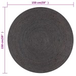 vidaXL Covor manual, gri închis, 150 cm, iută, rotund
