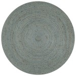 vidaXL Covor manual, verde măsliniu, 120 cm, iută, rotund