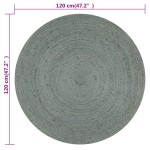 vidaXL Covor manual, verde măsliniu, 120 cm, iută, rotund