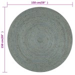 vidaXL Covor manual, verde măsliniu, 150 cm, iută, rotund