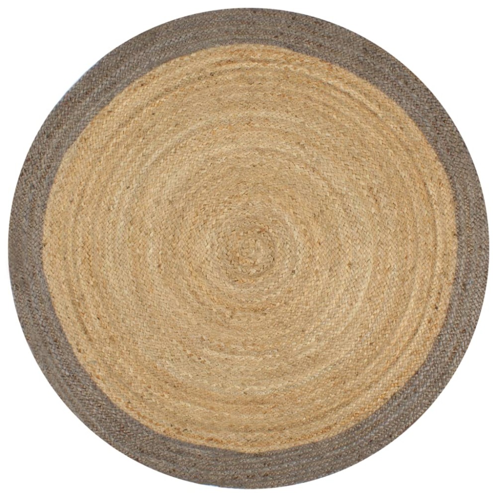 vidaXL Covor manual cu margine gri, 120 cm, iută