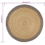 vidaXL Covor manual cu margine gri, 120 cm, iută