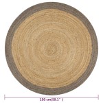 vidaXL Covor manual cu margine gri, 150 cm, iută