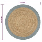 vidaXL Covor manual cu margine măslinie, 150 cm, iută vidaXL Covor manual cu margine măslinie, 150 cm, iută