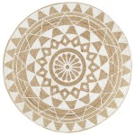 vidaXL Covor manual cu imprimeu alb, 90 cm, iută vidaXL Covor manual cu imprimeu alb, 90 cm, iută