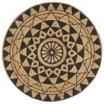 vidaXL Covor manual cu imprimeu negru, 120 cm, iută