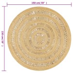 vidaXL Covor manual din iută împletită, 150 cm